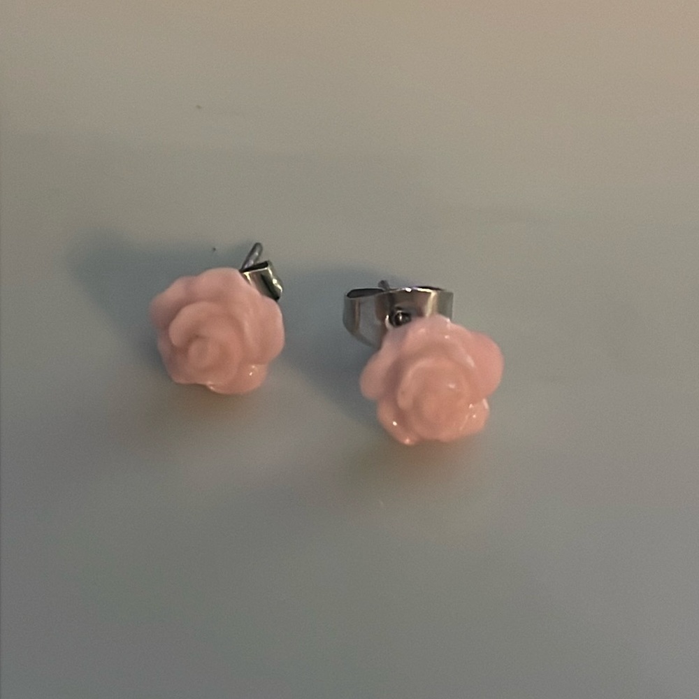 Pink flower studs